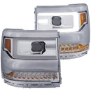 ANZO 16+ Chevy Silverado 1500 Projector Headlights Plank Style Chrome w/Amber/Sequential Turn Signal - anz111376