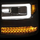 ANZO 16+ Chevy Silverado 1500 Projector Headlights Plank Style Chrome w/Amber/Sequential Turn Signal - anz111376