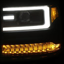 ANZO 16+ Chevy Silverado 1500 Projector Headlights Plank Style Black w/Amber/Sequential Turn Signal - anz111375