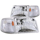 ANZO 1993-1997 Ford Ranger Crystal Headlights Chrome w/ Corner Lights 2pc - anz111119
