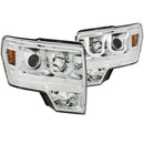 ANZO 2009-2014 Ford F-150 Projector Headlights w/ U-Bar Chrome Amber (HID TYPE) (WITHOUT HID KIT) - anz111352
