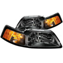 ANZO 1999-2004 Ford Mustang Crystal Headlights Black - anz121040