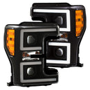 ANZO LED Headlights 17-18 Ford F-250 Super Duty Plank-Style L.E.D. Headlight Black (Pair) - anz111388