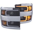 ANZO Projector Headlights 15-17 Chevrolet Silverado 2500HD / 3500HD Black w/ Chrome Rim - anz111365