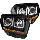 ANZO 2014-2015 Toyota Tundra Projector Headlights w/ U-Bar Black w/ DRL - anz111326