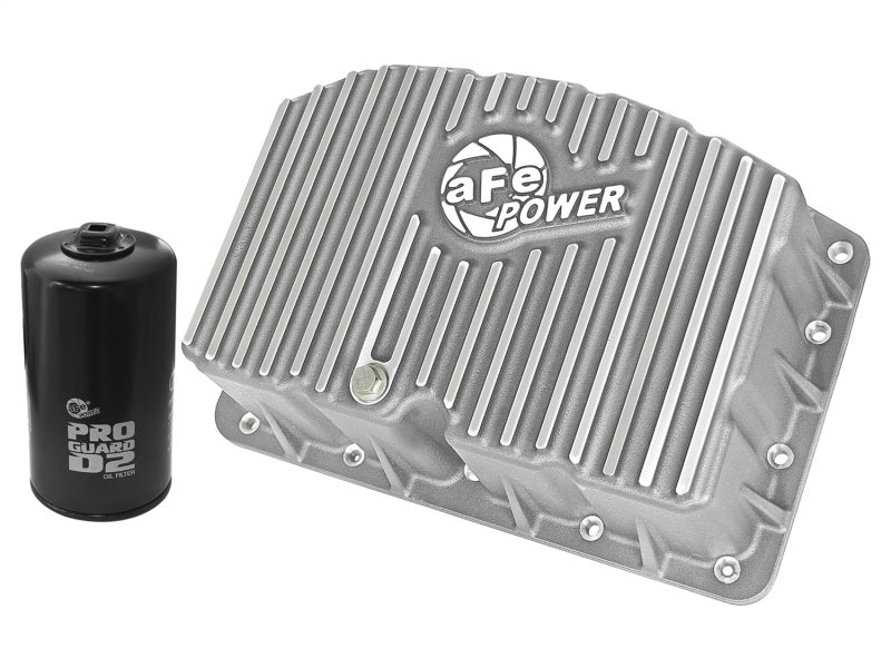 aFe Street Series Engine Oil Pan Raw w/ Machined Fins; 11-17 Ford Powerstroke V8-6.7L (td) - afe46-70320