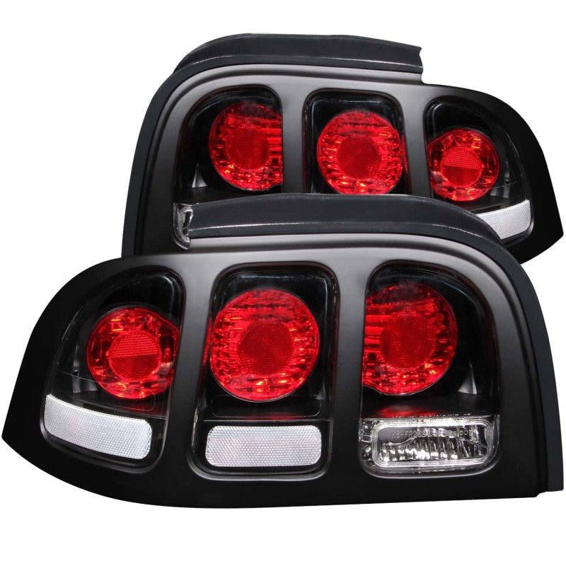 ANZO 1994-1998 Ford Mustang Taillights Black - anz221020
