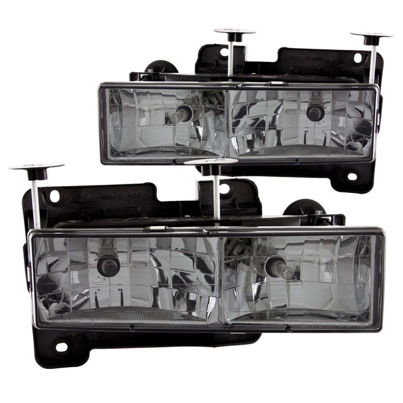 ANZO 1988-1998 Chevrolet C1500 Crystal Headlights w/ Smoke Lens - anz111061