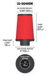 AEM 3.5 inch Short Neck 9 inch Element Filter Replacement - aem21-2049DK