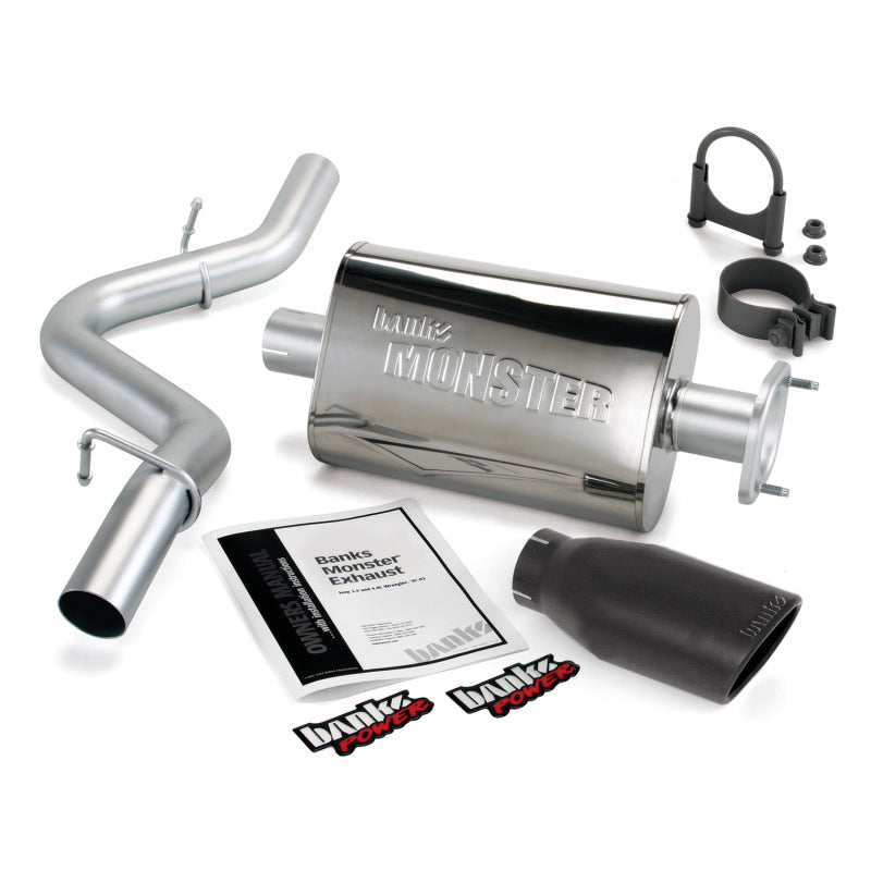 Banks Power 04-06 Jeep 4.0L Wrangler Monster Exhaust System - SS Single Exhaust w/ Black Tip - gbe51314-B