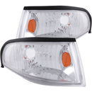 ANZO Corner Lights 1994-1998 Ford Mustang Euro Corner Lights Chrome w/ Amber Reflector - anz521016