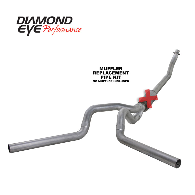 Diamond Eye KIT 4in TB MFLR RPLCMENT PIPE DUAL AL: 94-02 DODGE CUMMINS 5.9L - depK4214A-RP