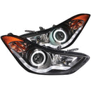 ANZO 2011-2014 Hyundai Elantra Projector Headlights w/ Halo Black (CCFL) - anz121456