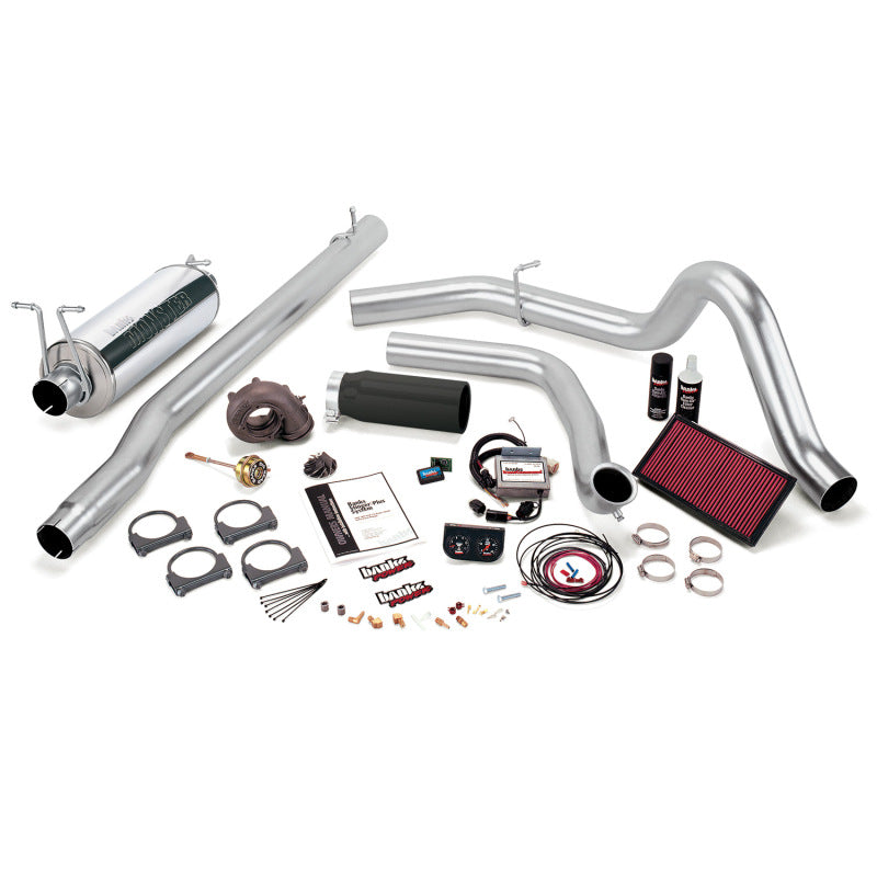 Banks Power 99.5 Ford 7.3L F250/350 Auto Stinger-Plus System - SS Single Exhaust w/ Black Tip - gbe47536-B