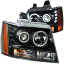 ANZO 2007-2013 Chevrolet Avalanche Projector Headlights w/ Halo Black (CCFL) - anz111109