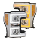 ANZO LED Headlights 17-18 Ford F-250 Super Duty Plank-Style L.E.D. Headlight Chrome (Pair) - anz111389