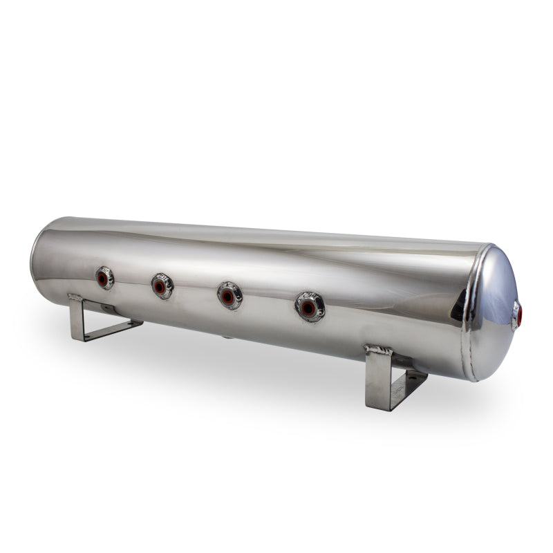 Air Lift 4 Gal Alum Tank - (4) 1/4in Face (2) 3/8in Ports & 1/4in Drain - 30in L X 6in D - Polished - alf12957