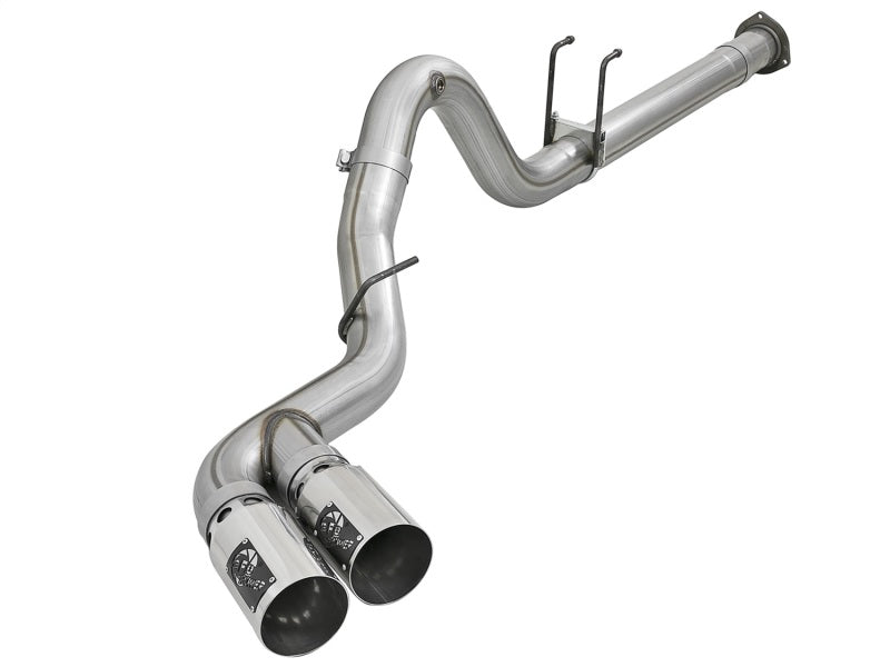 aFe Rebel XD 4in SS Down-Pipe Back Exhaust w/Dual Polished Tips 17-18 Ford Diesel Trucks V8-6.7L(td) - afe49-43102-P