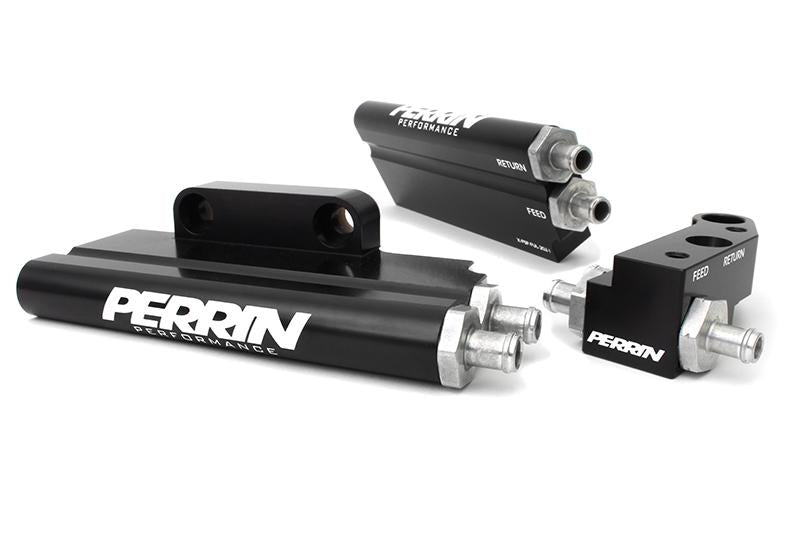 Perrin Subaru 02-14 WRX/2007 STi Black Fuel Rail Top Feed Style Kit *OFF ROAD ONLY* - paPSP-FUL-201BK