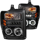 ANZO 2008-2010 Ford F-250 Projector Headlights w/ Halo Black (CCFL) - anz111168