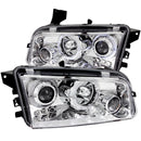ANZO 2006-2010 Dodge Charger Projector Headlights w/ Halo Chrome - anz121382