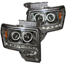 ANZO 2009-2014 Ford F-150 Projector Headlights w/ Halo Black (CCFL) G2 - anz111298