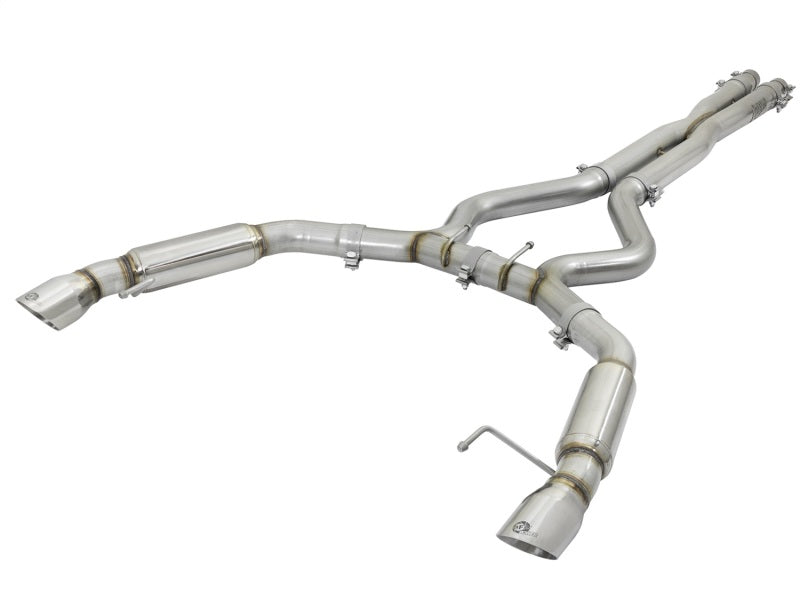 aFe MACHForce XP 3in Aggressive Toned Cat-Back Exhausts w/ Polished Tips 15-17 Ford Mustang V6/V8 - afe49-33088-P