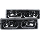 ANZO 1988-1998 Chevrolet C1500 Crystal Headlights Black w/ Low - Brow - anz111299