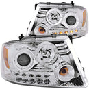 ANZO 2004-2008 Ford F-150 Projector Headlights w/ Halo and LED Chrome G2 - anz111203