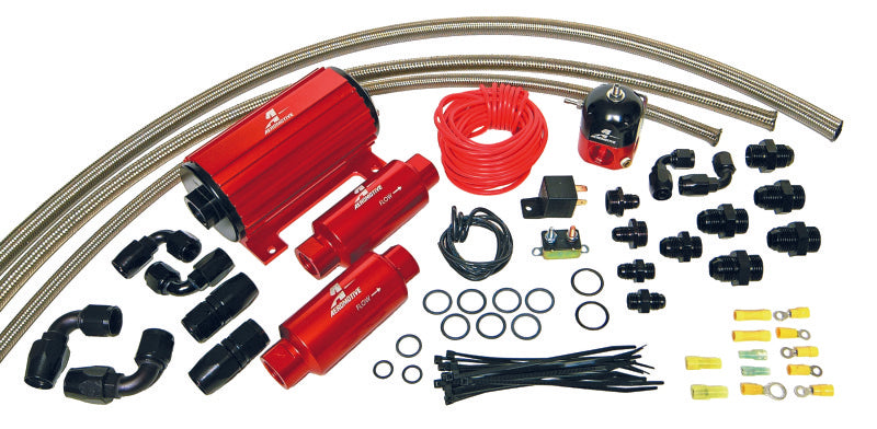 Aeromotive A1000 Carbureted Fuel System Complete (Inc 11101 Pump/13204 Reg/Filters/Hose/Etc.) - aer17242