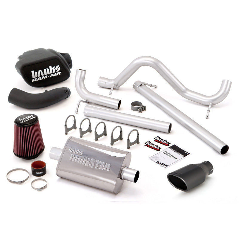 Banks Power 07-11 Jeep 3.8L Wrangler - 4dr Stinger Sys (no AutoMind) - SS Single Exh w/ Black Tip - gbe51340-B