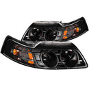ANZO 1999-2004 Ford Mustang Projector Headlights Black - anz121042