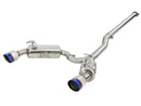 aFe Takeda 3in. to 2.5in. 304 SS C/B Exhaust 08-15 Mitsubishi EVO I4-2.0L (t) - Blue Flamed Tips - afe49-36701-L