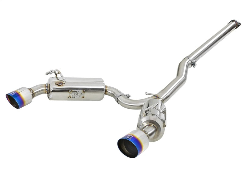 aFe Takeda 3in. to 2.5in. 304 SS C/B Exhaust 08-15 Mitsubishi EVO I4-2.0L (t) - Blue Flamed Tips - afe49-36701-L