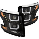 ANZO 2015-2016 Chevrolet Tahoe Projector Headlights w/ U-Bar Black Clear w/Amber - anz111340