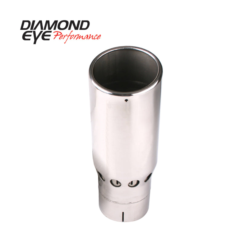 Diamond Eye TIP 5in INLET X 6in OUTLET VENTED/INTERCOOLER ROLLED ANGLE SLOTTED POLISHED SS 15 ANGLE - dep5616VRA