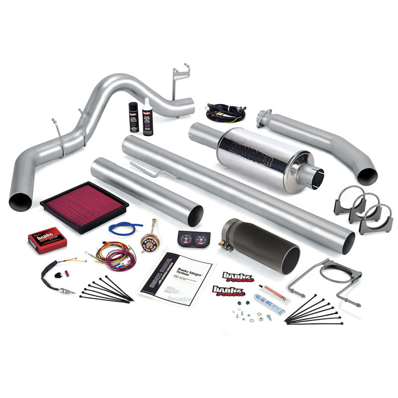 Banks Power 98 Dodge 5.9L Std Cab Stinger System - SS Single Exhaust w/ Black Tip - gbe49363-B