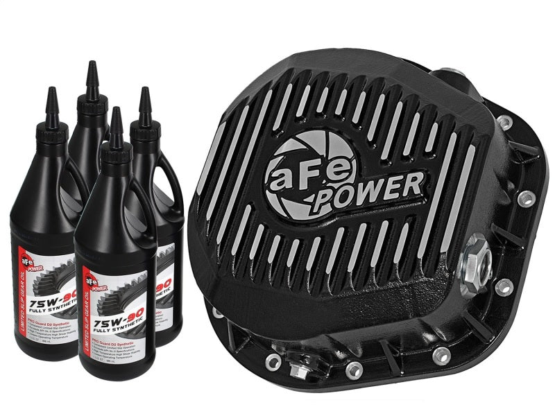 aFe Pro Series Rear Diff Cover Kit Black w/ Gear Oil 86-16 Ford F-250/F-350 V8 7.3L/6.0L/6.4L/6.7L - afe46-70022-WL