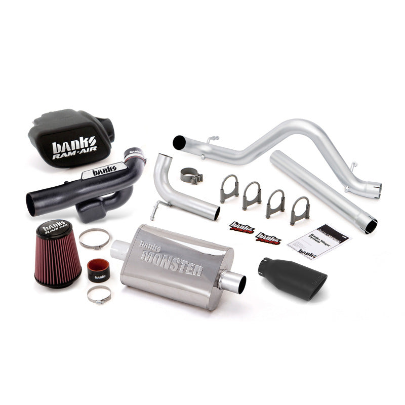 Banks Power 12-15 Jeep 3.6L Wrangler (All) 4dr Stinger Sys (no AutoMind) - SS Single Exh w/ Blk Tip - gbe51345-B