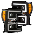 ANZO LED Headlights 17-18 Ford F-250 Super Duty Plank-Style L.E.D. Headlight Black (Pair) - anz111388