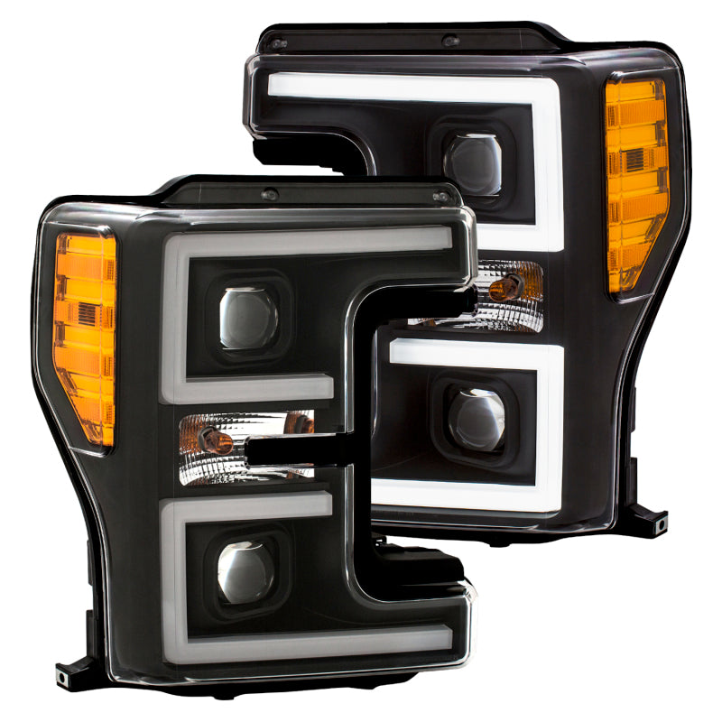 ANZO LED Headlights 17-18 Ford F-250 Super Duty Plank-Style L.E.D. Headlight Black (Pair) - anz111388