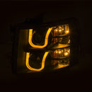 ANZO 2007-2013 Chevrolet Silverado 1500/2500 Projector Headlights w/ U-Bar Switchback Black w/ Amber - anz111384