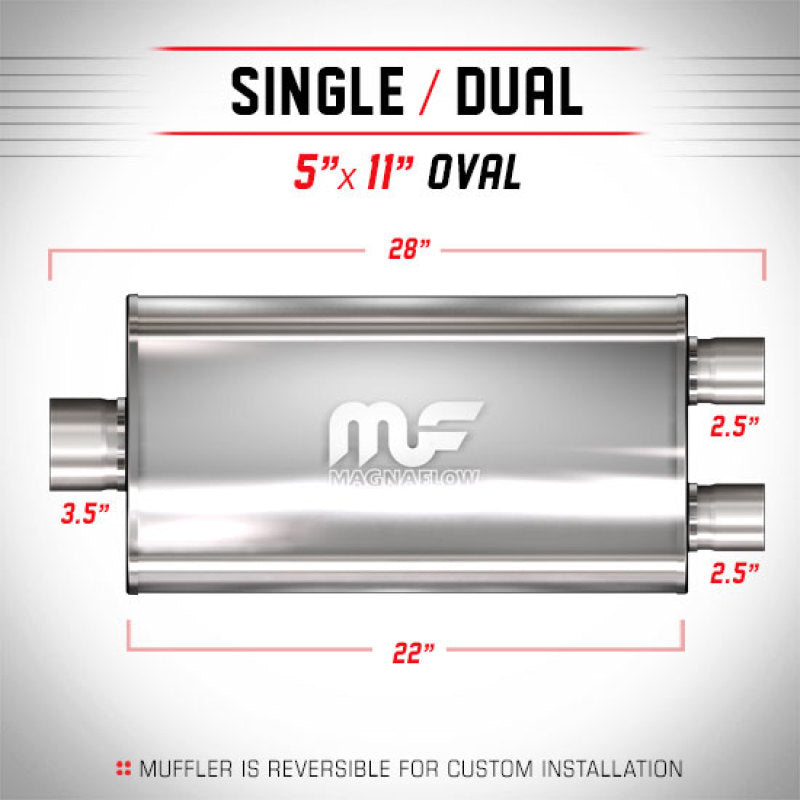 MagnaFlow Muffler Mag SS 22X5X11 2.5/3.50 D/C - mag14587