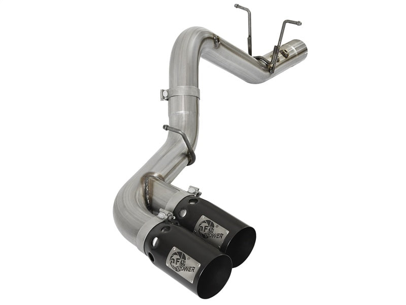 aFe Victory Series 4in 409-SS DPF-Back Exhaust w/ Dual Black Tips 2017 GM Duramax V8-6.6L(td) L5P - afe49-44089-B