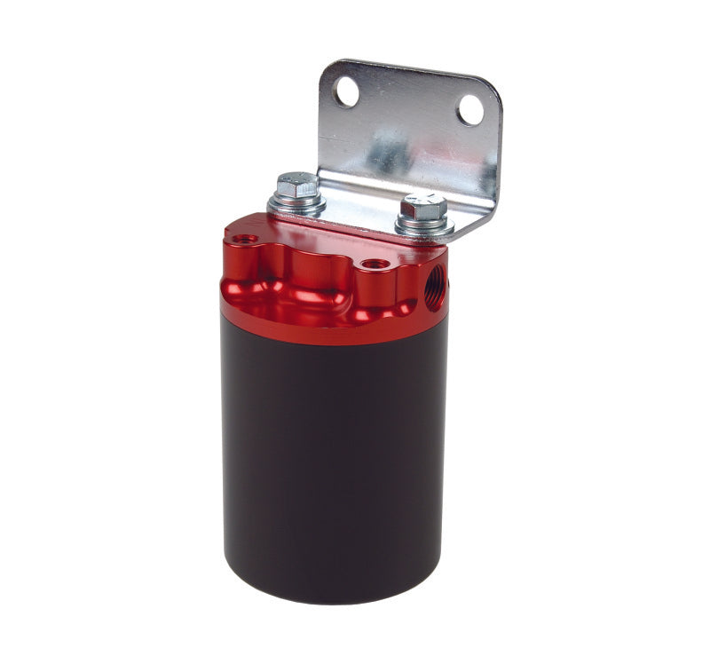 Aeromotive SS Series Billet Canister Style Fuel Filter Anodized Black/Red - 10 Micron Fabric Element - aer12317