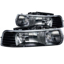 ANZO 1999-2002 Chevrolet Silverado 1500 Crystal Headlights Black - anz111155