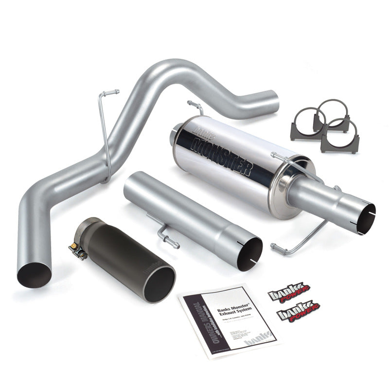 Banks Power 04-07 Dodge 5.9L 325Hp SCLB/CCSB Monster Exhaust System - SS Single Exhaust w/ Black Tip - gbe48700-B