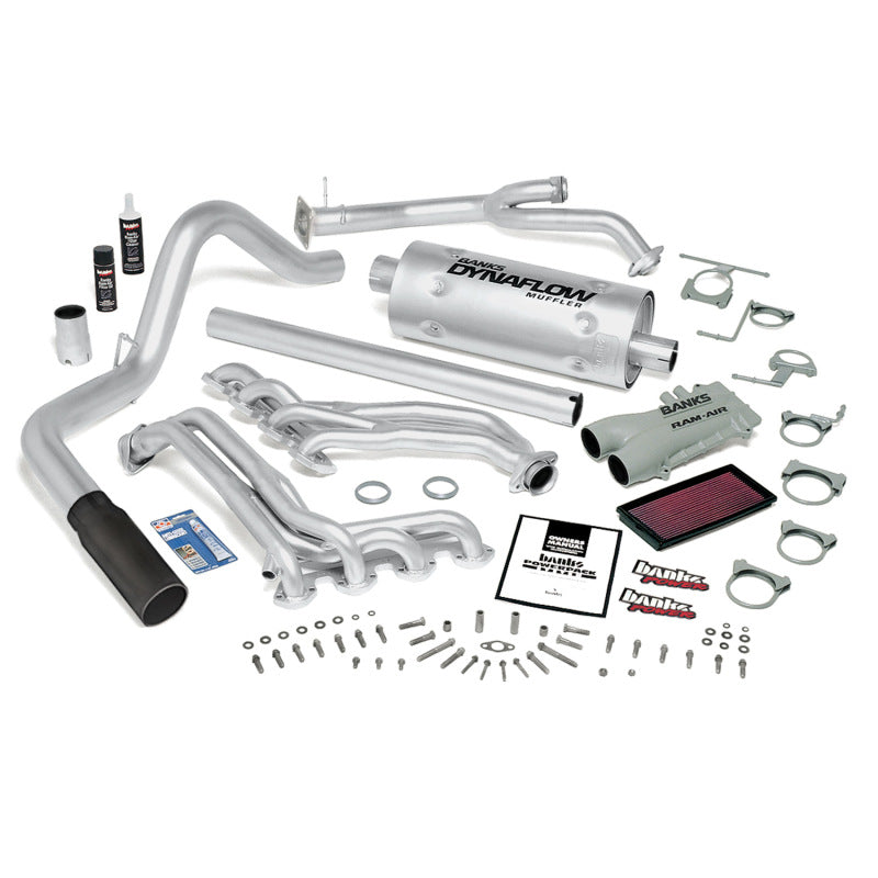 Banks Power 89-93 Ford 460 Std Cab Auto PowerPack System - SS Single Exhaust w/ Black Tip - gbe48824-B