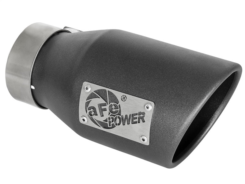 aFe MACH Force-Xp 3in 304 SS Metallic Black Exhaust Tip 3in In x 4-1/2in Out x 9in L Clamp-On Right - afe49T30451-B091