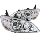 ANZO 2004-2005 Honda Civic Projector Headlights w/ Halo Chrome - anz121060